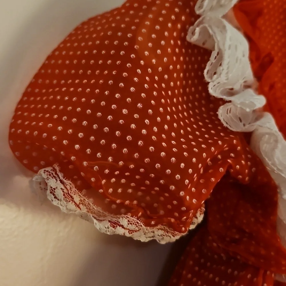 Vintage Handmade Red and White Pin Dot Ruffled Circle Lolita Pageant Dress